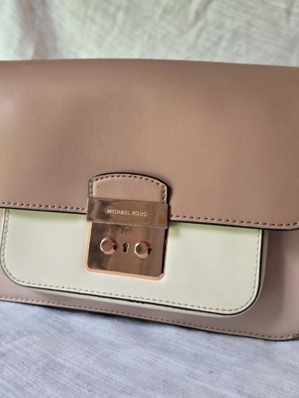 Michael Kors Blush Pink and Cream Leather Crossbody Bag